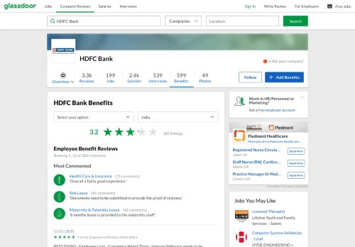 
                            9. HDFC Bank Employee Benefits and Perks | Glassdoor.co.in