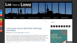 
                            11. HDFC Bank JetPrivilege Card Lounge Access - Live from a Lounge