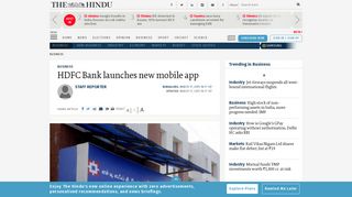 
                            8. HDFC Bank launches new mobile app - The Hindu