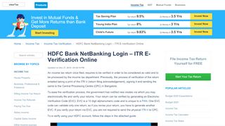 
                            11. HDFC Bank NetBanking Login - ITR E-Verification Online - ClearTax