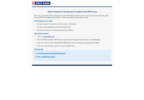 
                            12. HDFC Bank | Online Payment of EPF dues