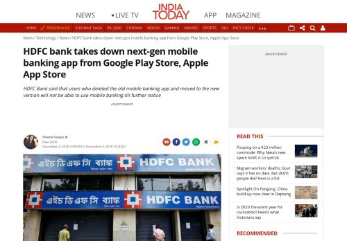 
                            12. HDFC bank takes down next-gen mobile banking app from Google ...