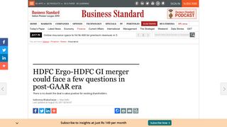 
                            10. HDFC Ergo-HDFC GI merger could face a few questions in post-GAAR ...