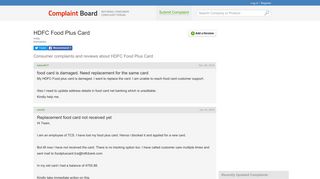 
                            12. HDFC Food Plus Card Complaints