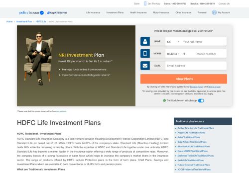 
                            8. HDFC Investment Plans - Compare Premiums & Reviews Online