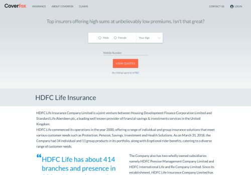 
                            13. HDFC Life Insurance: Check HDFC Life Insurance Plans Online in India