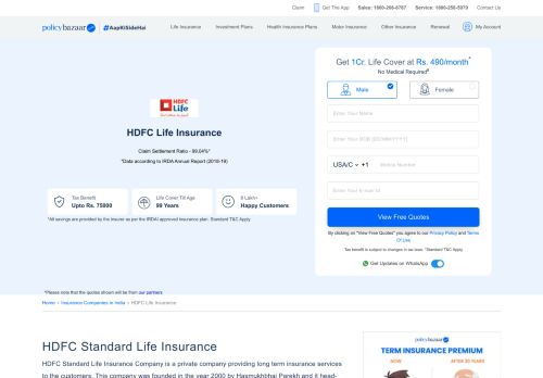 
                            7. HDFC Life Insurance - Compare Plans, Premiums & Benefits | Reviews