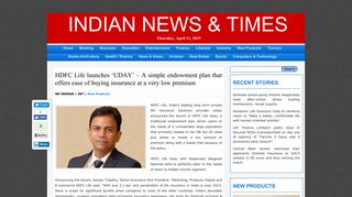 
                            10. HDFC Life launches 'UDAY' – A simple endowment plan that offers ...