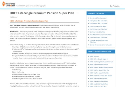 
                            10. HDFC Life Single Premium Pension Super Plan - Review, Key ...