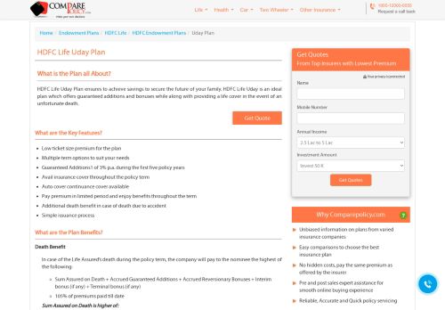 
                            13. HDFC Life Uday Plan - ComparePolicy.com