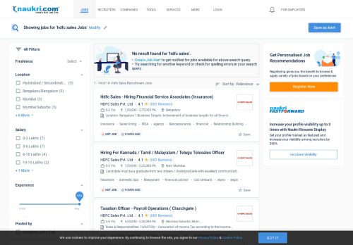 
                            10. Hdfc Sales Careers - Jobs in Hdfc Sales - Naukri.com