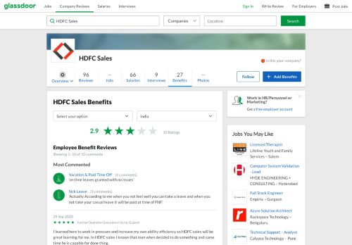 
                            2. HDFC Sales Employee Benefits and Perks | Glassdoor.co.in