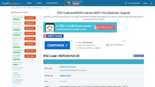 
                            7. HDFC Vvcc Bank Ltd IFSC Code Vallabh Vidyanagar - GJ - BankBazaar