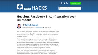 
                            2. Headless Raspberry Pi configuration over Bluetooth - Mozilla Hacks ...