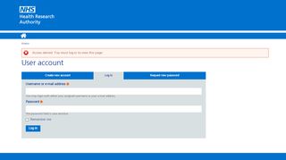 
                            11. Health Research Authority - Intranet: User account