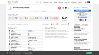 
                            11. Healthureum (HHEM) - ICO rating and detailed information - Foundico