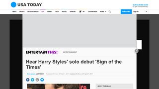 
                            12. Hear Harry Styles' solo debut 'Sign of the Times' - USA Today
