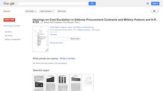 
                            7. Hearings on Cost Escalation in Defense Procurement Contracts and ...