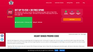 
                            10. Heart Bingo Promo Code 2019 | Get £50 Bingo Tickets + 30 Free ...