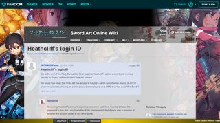 
                            2. Heathcliff's login ID | Sword Art Online Wiki | FANDOM powered by ...