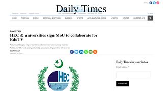 
                            10. HEC & universities sign MoU to collaborate for EduTV - Daily Times