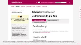 
                            2. heidelberg.de - Behördenwegweiser Ordnungswidrigkeiten