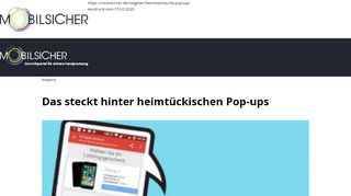 
                            7. Heimtückische Pop-ups - mobilsicher.de