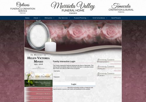 
                            7. Helen Mineo Login - Murrieta, California | Murrieta Valley Funeral Home