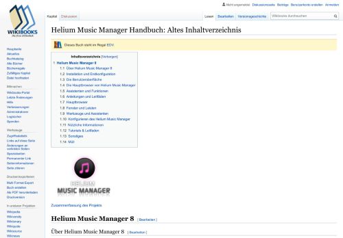
                            6. Helium Music Manager Handbuch: Altes Inhaltverzeichnis - Wikibooks