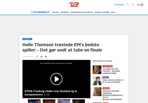 
                            5. Helle Thomsen trøstede EM's bedste spiller: - Det gør ondt at tabe en ...