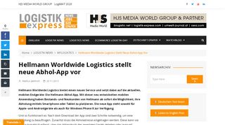 
                            11. Hellmann Worldwide Logistics stellt neue Abhol-App vor | LOGISTIK ...