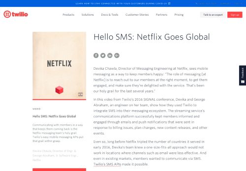 
                            11. Hello SMS: Netflix Goes Global - Messaging - Twilio