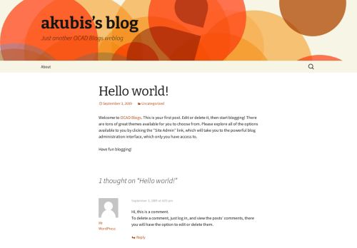 
                            11. Hello world! | akubis's blog - OCAD University Blogs