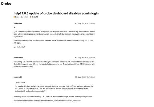 
                            7. help! 1.8.3 update of drobo dashboard disables admin login - Drobo ...