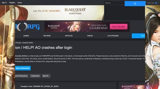 
                            12. HELP! AO crashes after login — MMORPG.com Forums