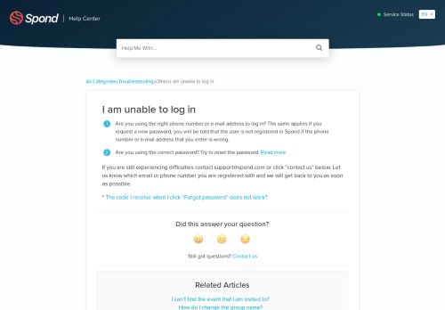 
                            6. Help Center - I am not able to log in - Spond