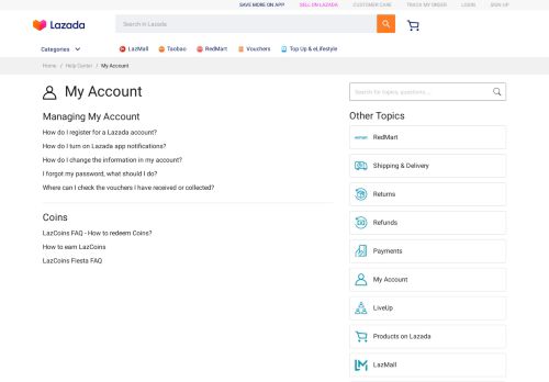 
                            2. Help Center | My Account | Lazada Singapore - Lazada.sg