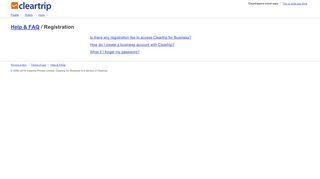 
                            9. Help & FAQ / Registration - Cleartrip for Business