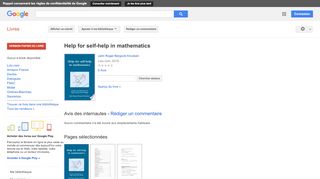
                            8. Help for self-help in mathematics - Résultats Google Recherche de Livres