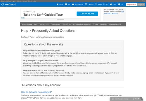 
                            1. Help > Frequently Asked Questions | Webmail.co.za