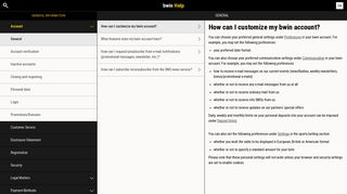 
                            9. Help - General Information - How can I customize my bwin account?