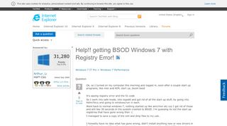 
                            2. Help!! getting BSOD Windows 7 with Registry Error! - Microsoft