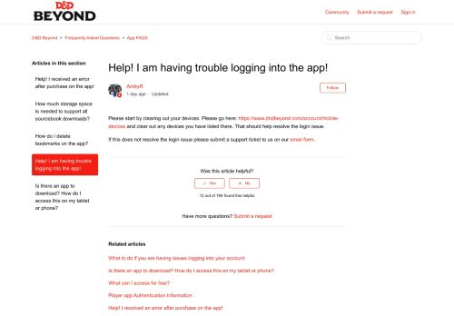 
                            5. Help! I am having trouble logging into the app! – D&D Beyond