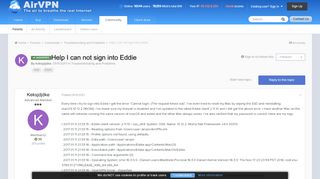 
                            10. Help I can not sign into Eddie - Troubleshooting and Problems - AirVPN