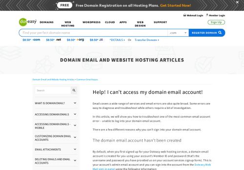 
                            9. Help! I can't access my domain email account! - Doteasy Web Hosting
