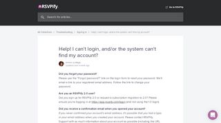 
                            6. Help! I can't login, and/or the system can't find my account? | RSVPify ...