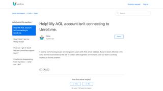 
                            12. Help! My AOL account isn't connecting to Unroll.me. – Unroll.Me Support