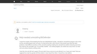 
                            11. Help needed uninstalling BitDefender - Apple Community