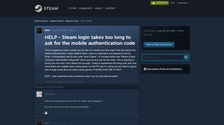 
                            1. HELP - Steam login takes too long to ask for the mobile ...