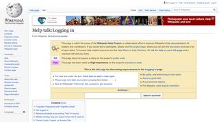 
                            3. Help talk:Logging in - Wikipedia